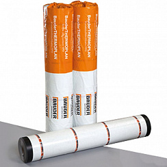 Мембрана ТПО Bauder Thermoplan SK15 самоклеющаяся, кашированная геотекстилем, армированная полиэстеровой сеткой,1,5х20м Цвет серебристо-серый.